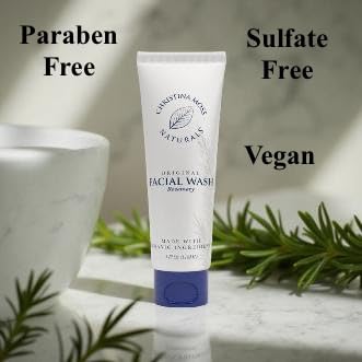 Christina Moss Naturals Facial Wash, Natural and Organic Ingredients with Rosemary Essential Oil, Plant-Based, No Parabens