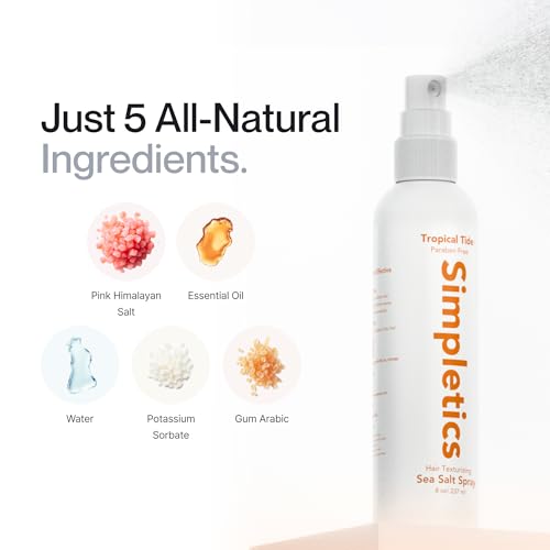 Himalayan Sea Salt Spray for Straight & Wavy Hair - All Natural, 5 Ingredient, Texturizing & Volumizing Product - Vanilla Scented - Adds Volume, Texture, Beach Look to Men & Women, 237ml...