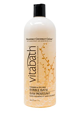 Vitabath Heavenly Coconut Crème Bubble Bath Rich Foaming Bubbly Soak & Relaxing Aromatherapy Moisturizing & Nourishing Indulgent Suds for Women & Men All Skin Types - 33.8 fl oz
