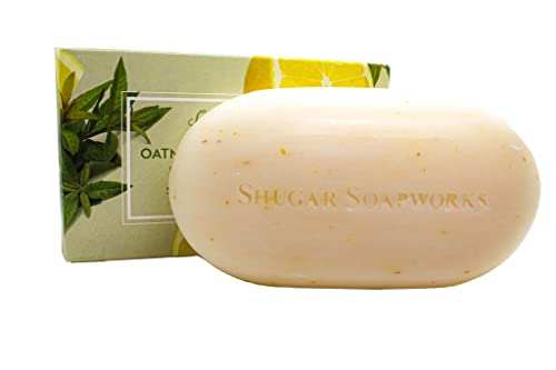 Shugar Soapworks Oatmeal & Lemon Verbena Soap 6.25 Oz - Plant Based, Vegan, Natural, Pure, No Dyes, Sulfate & Paraben Free (2 Pack)