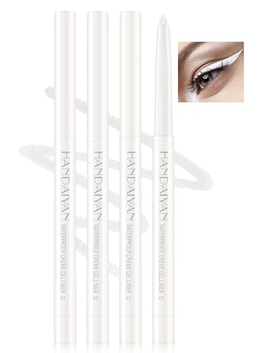 Jutqut 4PCS White Eyeliner, Waterproof Smudge Proof Long-lasting,High-Pigmented Colorful Eye Liner, Retractable