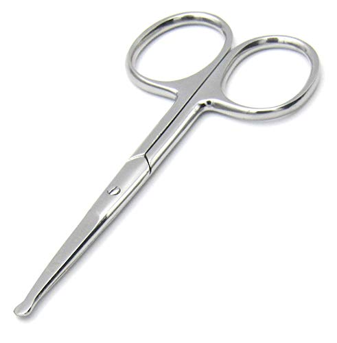 Melwey Rounded Stainless Steel Facial Hair Scissors/Safety Scissor for - Nose, Eyebrows, Facial Hair, Eyelashes, Moustache, Beard Trimming, Baby Nail.