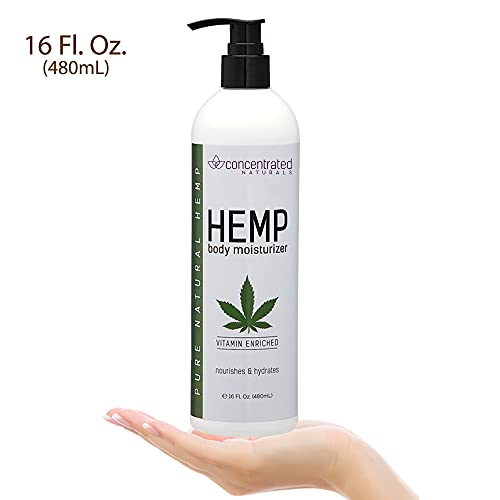 Concentrated Naturals Hemp Body Moisturizer w/Hempseed Oil and Jojoba | Vitamin Enriched | Nourishes & Hydrates 16 Fl Oz