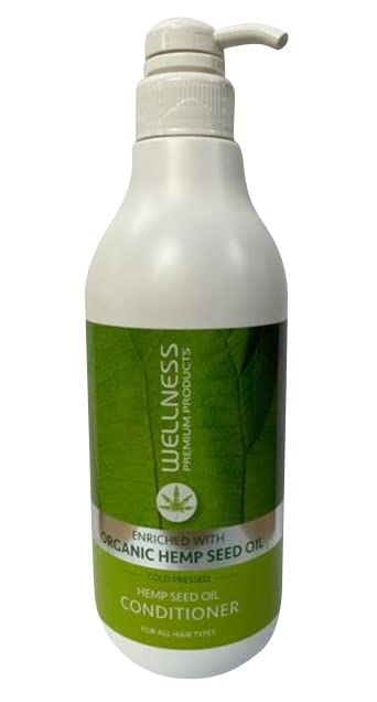 Wellness Premium Organic Hemp Conditioner | Intensive Moisture for Weak, Color-Treated Hair | Hemp Seed Oil & Nutrient-Rich, Paraben-Free | All Hair Types, (33.8 Ounce 1 Liter)
