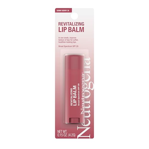 Neutrogena Revitalizing Tinted Lip Balm Broad Spectrum SPF 20 Sunscreen, Moisturizing Lip Balm with a Sheer Tint for Softer, Smoother, Healthier-Looking Lips, Sheer Sunny Berry 30, .15 oz