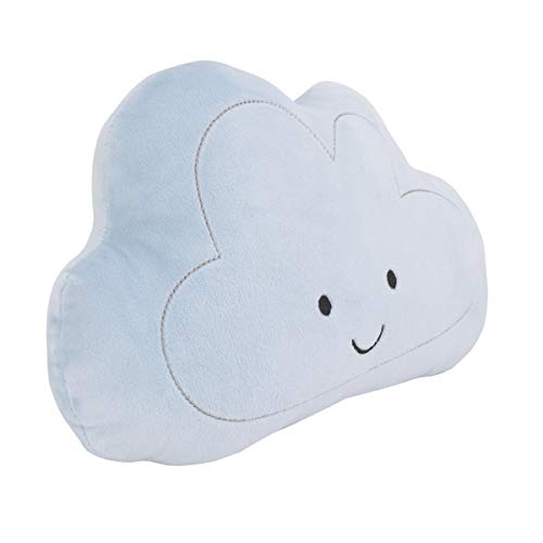 NoJo Little Love - Plush Happy Cloud Shaped Decorative Pillow, Decorative Nursery Pillow, Playroom Décor, Cute Throw Pillows, Blue, Silver