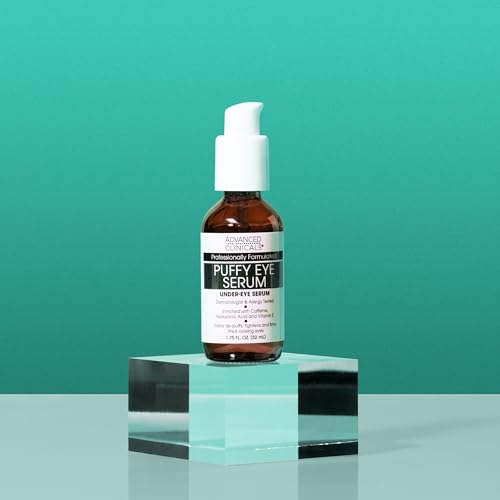 Advanced Clinicals Puffy Eye Under Eye Serum | Visible Anti Aging Brightening Vitamin C + Caffeine Serum Helps Improve Look Of Puffiness, Fine Lines, Dark Circles, & Uneven Skin Tone, 1.75 Fl Oz