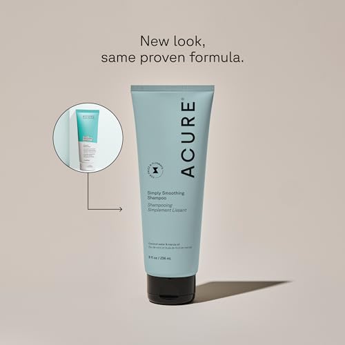 Acure Simply Smoothing Shampoo – Coconut Water & Marula Oil, Effortless Frizz Control & Smoothing for Silky, Manageable Hair, Vegan, 8 Fl Oz