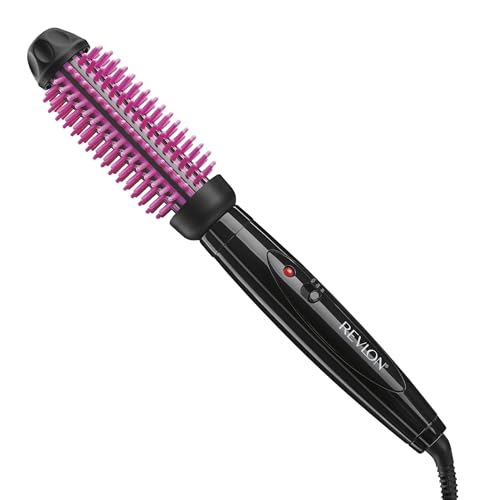 REVLON Silicone Bristle Heated Hair Styling Brush | Fast, Long Lasting Volume for Easy Styling | 1 Barrel for Full Body and Smooth Styles (Black/Pink)