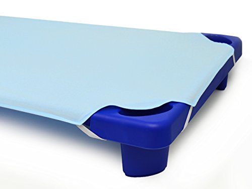 American Baby Company 100% Natural Cotton Percale Standard Daycare/Pre-School Cot Sheet, Blue, 23 x 51, Soft Breathable, for Boys and Girls