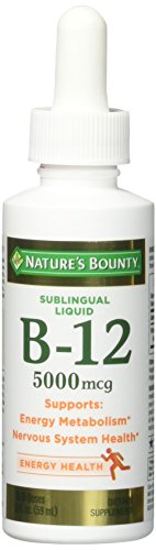 Nature's Bounty B-12 5000 mcg Sublingual Liquid Energy Health 2 oz (Pack of 5)