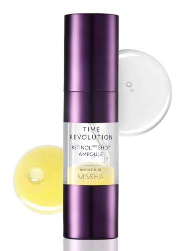 MISSHA Time Revolution Night Repair Retinol Intensive Ampoule 0.33 Fl oz - Advanced Korean Facial Serum for Skin Barrier Strengthening, Improved Elasticity, Radiance, Overnight Moisturization.