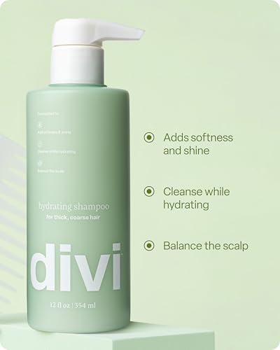 divi Hydrating Shampoo for Women and Men - Gently Cleanses and Removes Scalp Buildup - Hydrates, Strengthens, and Nourishes Hair - Vegan, Cruelty-Free, Paraben-Free, 12 Fl Oz