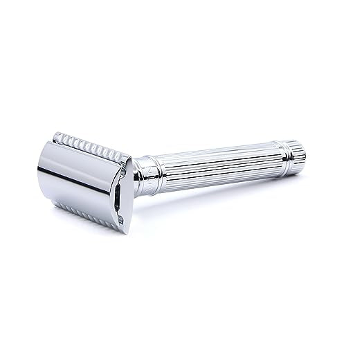 Edwin Jagger DE89LBLAMZ Classic Double Edge Manual Eco-Friendly and Reusable Safety Razor for Men and Women for Shaving Cream or Soap (Lined)