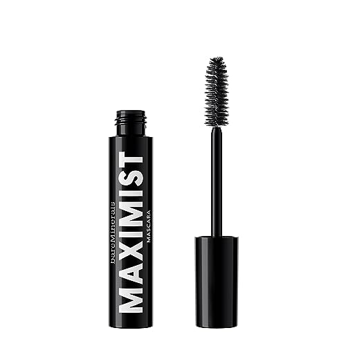 bareMinerals Maximist Phyto-Fiber Volumizing Black Mascara for Visibly Thicker Lashes, All-Day Wear, Waterproof Mascara Black, Vegan