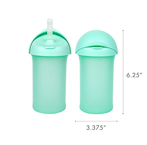 Boon Swig Insulated Silicone Straw Sippy Cup - Flip Top Spill Proof Toddler Straw Cups - Baby and Toddler Feeding Supplies - Baby Travel Essentials - 9 Oz - Mint