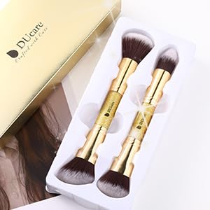 DUcare Makeup Brushes Duo End Powder Foundation Buffer and Contour Synthetic Cosmetic Tools 2Pcs