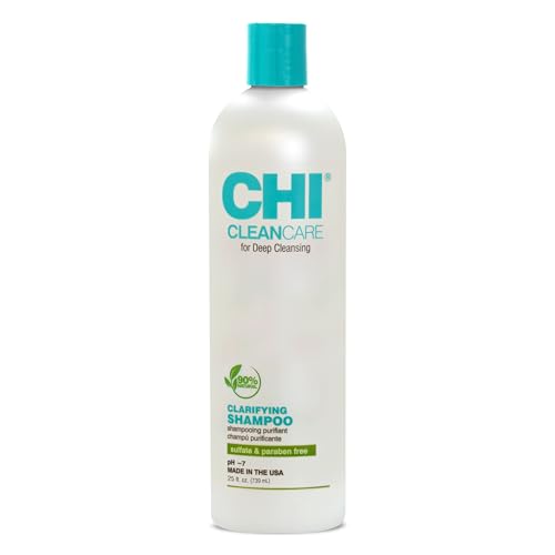 CHI CleanCare Clarifying Shampoo, Deeply Cleanses Hair & Scalp to Remove Build Up, Purify & Restore Moisture, Sulfate, Paraben, & Cruelty-Free, 25 Oz