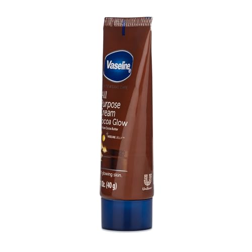 Vaseline All Purpose Cream Cocoa Glow, with Pure Cocoa Butter, 4-Pack, 1.41 FL Oz Each, 4 Tubes