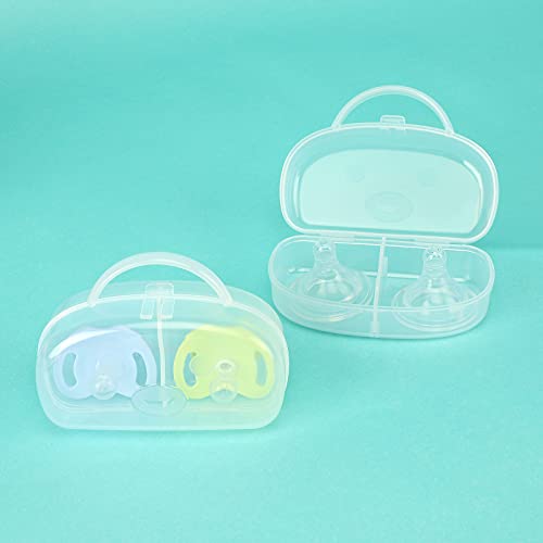 Accmor Pacifier Case, Pacifier Holder Can Storage 2 Pacifiers, Baby Pacifier Holder Case Container for Travel, BPA Free, Transparent, 2 Pack