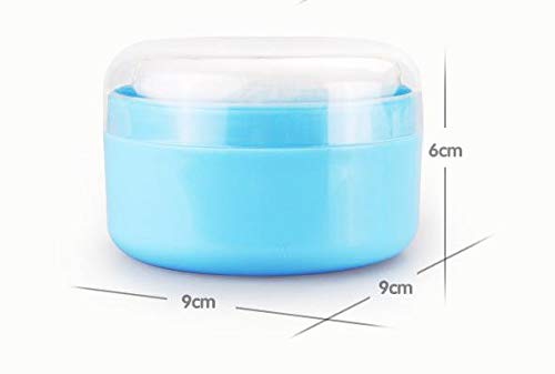 1PCS Empty Storage Body Talcum Powder Container with Sifter and Powder Puffs Make-up Loose Powder Box Case Holder for Home and Travel(Blue)