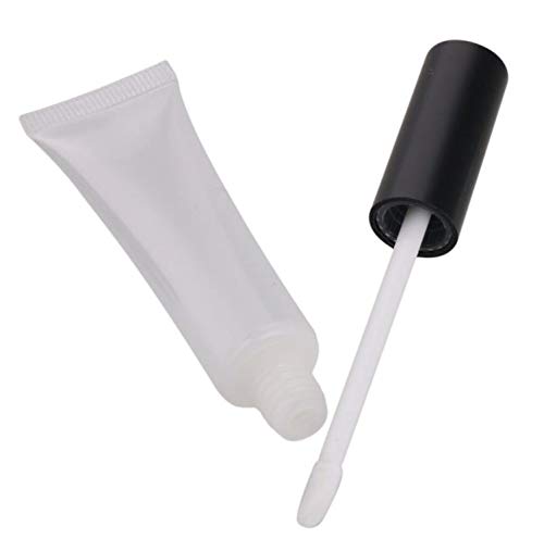 ASTRQLE 10 Pcs 15ml Empty Clear Plastic DIY Lip Gloss Tube Container Bottle Jar Pot with Brush