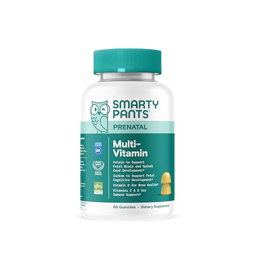 SmartyPants Prenatal Vitamins for Women, Multivitamin Gummies: Pre and Postnatal Vitamins, Biotin, Methylfolate, Vitamin D3, C, Vitamin B12, B6, A, K & Zinc, Inositol, 60 Count (30 Day Supply)