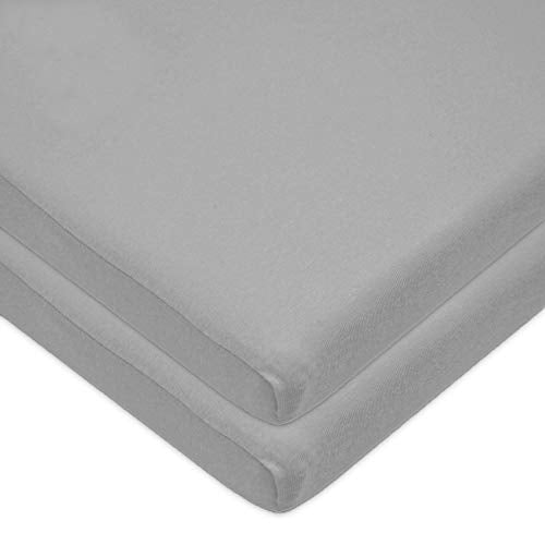 American Baby Company 15 x 33 Fitted Bassinet Sheet, 100% Natural Cotton Jersey Knit, Grey, Soft Breathable, for Boys and Girls, Pack of 2