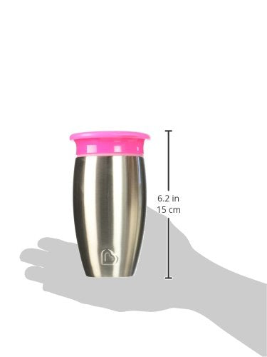 Munchkin Stainless Steel Sippy Cups for Toddlers 1-3, Spill Proof Miracle 360 Cup, Insulated, 10 Ounce, Pink