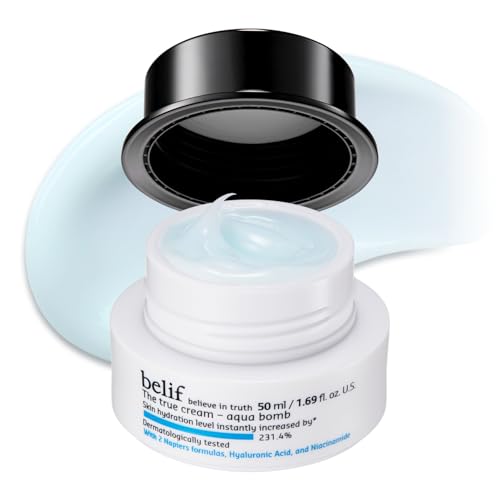 belif Aqua Bomb – Daily Niacinamide Hydrating Moisturizer, Lightweight Plumping Facial Cream with Hyaluronic Acid & Squalane, Cooling Effect, Anti-Aging, Korean Skincare, 1.68 fl oz (50ml)