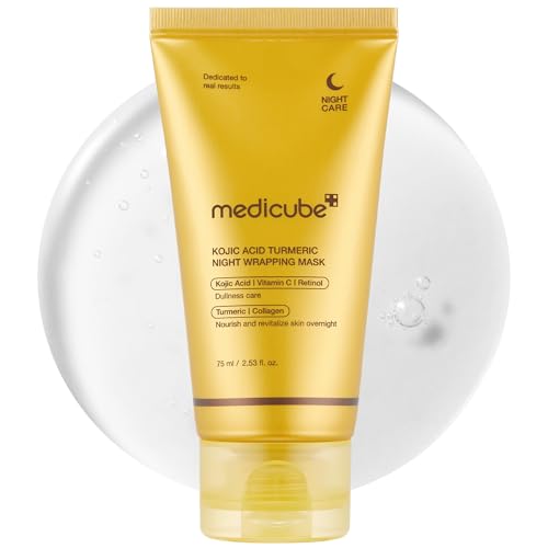 medicube Kojic Acid Turmeric Overnight Wrapping Peel Off Mask - Nourishes dull, uneven skin with hydrolyzed collagen for glowing skin and skin firmnes. Korean skincare, 2.53 fl. oz.