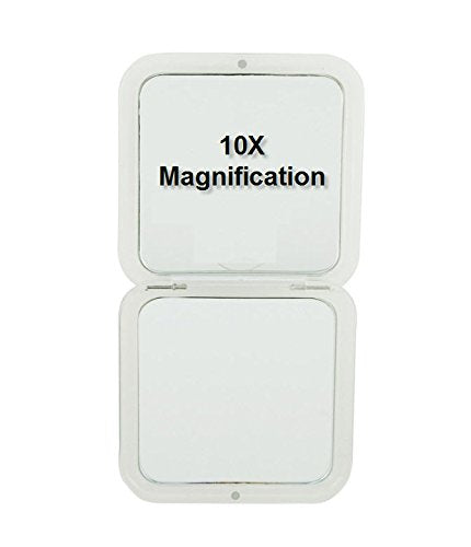 Skn Lifestyle Missy, Stylish 10 X Personal Compact Glass Mirror Powerful 10 X Magnification And Traditional Mirror, Complete 180 Degree Opening, Effortless Magnetic Closure And Opening Black