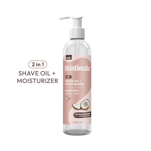 Skintimate 2-in-1 Shave Oil & Moisturizer, Coconut Bliss, 7.3oz | Shaving Oil, After Shave for Women Bikini Area Moisturizer with Vitamin E and Aloe, Shaving Cream Alternative, 7.3 fl oz