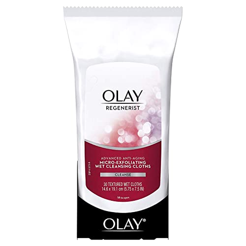 Olay Regenerist Micro-Exfoliating Wet Cleansing Cloths 30 Count (Pack of 2)