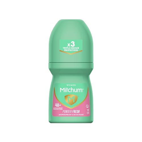 Mitchum Women’s Antiperspirant Deodorant, Roll-On Applicator, Powder Fresh Scent, 48HR Sweat & Odor Protection, Quick-Drying, Dermatologist Tested, 1.7 oz