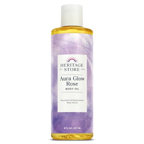 Heritage Store Rose 8 oz Aura Glow Massage Oil by Heritage