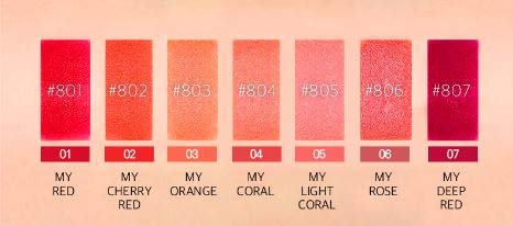 #802. Cherry Red : Korea Cosmetics [ BOM My lipstick ] 6 Colors Matte Lipstick with Magnetic Case (#802. Cherry Red)