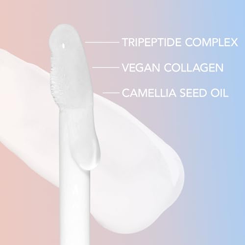 Sacheu Lip Elixir Nourishing and Hydrating Lipgloss. Moisturizing & Plumping Lip Gloss Enriched with Collagen. Non-Sticky Lip Color, Smooth High-Shine Finish. Vegan & Cruelty-Free, Bunny Ear - Clear