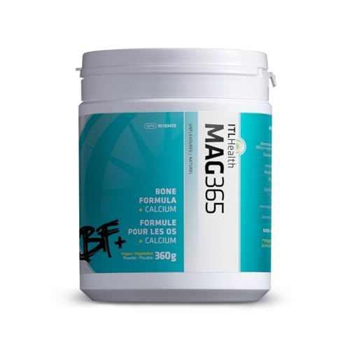 Mag365 ITL Health BF Plus Calcium Zinc Magnesium Powder with D3, K2, C, B6, Boron, Zinc and Potassium | for Optimal Bone Health, and Immune Support (Unflavored, 360g)
