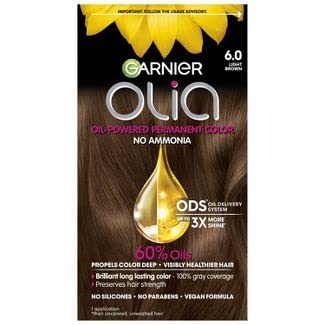 Garnier Olia Oil Powered Permanent Hair Color, 6.0 Light Brown (Packaging May Vary)