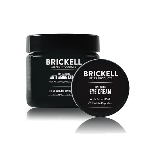 Brickell Men& Ultimate Anti-Aging Routine - Anti-Wrinkle Night Face Cream and Eye Cream to Reduce Puffiness, Wrinkles, Dark Circles, Under Eye Bags - Natural Organic
