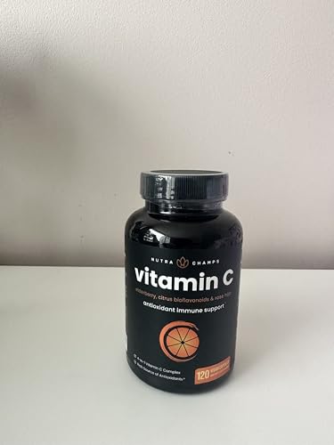 NutraChamps Vitamin C 1000mg with Rose HIPS, Vitamin C Supplement with Elderberry & Citrus Bioflavonoids, Kids Immune Boosting Supplement, 500mg Vitamin C Capsules Pill