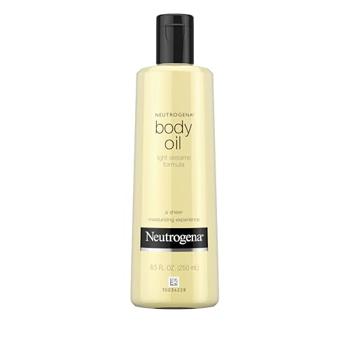 Neutrogena Body Oil Light Sesame Formula, Dry Skin Moisturizer & Hydrating Body Massage Oil, for Radiant & Healthy Looking Glow, Nourishing Bath Oil for Sheer Moisture, 8.5 fl. oz