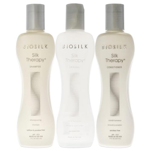 Biosilk Silk Therapy Trio Unisex: 7 oz Shampoo, 7 oz Conditioner, and 7 oz Original Treatment