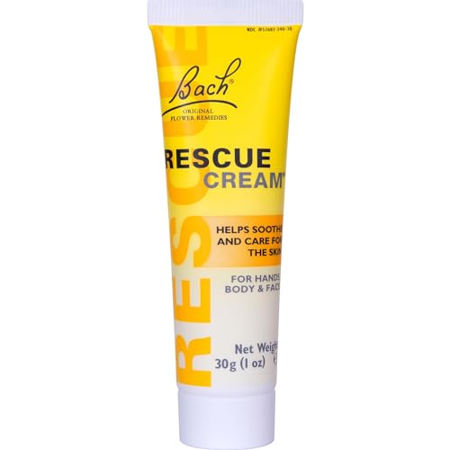 Bach RESCUE Cream, Hydrating Skincare for Hands, Body and Face, Shea Butter, Homeopathic Stress Relief Flower Essences, Fragrance-Free, Paraben-Free, Holiday Stocking Stuffer, 30g