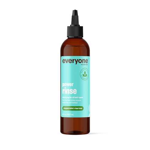 Everyone Hair Care Power Rinse - Peppermint & Tea Tree, 8 fl oz Bottle, Scalp Cleanser & Detox Treatment for Build Up, Color Safe, Sulfate Free & Paraben Free