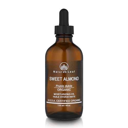 Natures Leaf Sweet Almond Oil, USDA Certified Organic, 100% Pure, Cold Pressed, Nourish & Soften, Promotes Healthy Looking Skin and Hair, Unscented, 4 ounce