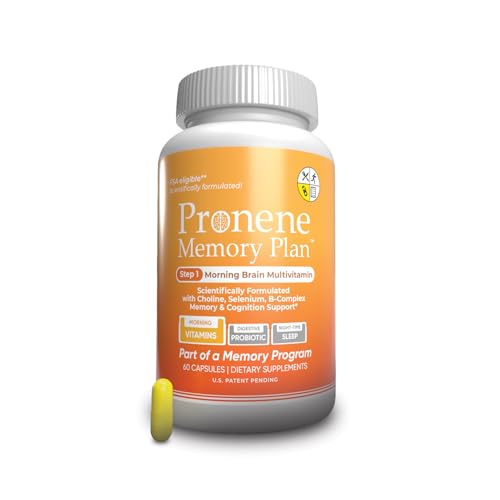 PRONENE Memory Plan (60 ct) Morning Brain Multivitamin | Nootropic Supplement w/Choline, Selenium, Resveratrol, D, & B Vitamins | Advanced nutrients Support Brain, Immunity & Memory.