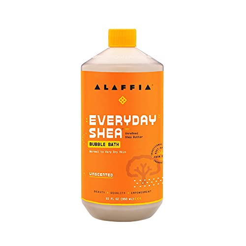 Alaffia Everyday Shea Bubble Bath, Soothing Support for Deep Relaxation and Soft Moisturized Skin | Made with Fair Trade Shea Butter | Cruelty-Free | No Parabens | Vegan, Unscented 32 Fl Oz