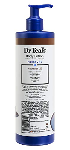 Dr Teal's Coconut Oil Body Lotion Gift Set (2 Pack, 18oz Ea.) - Coconut Oil Blended with Shea & Cocoa Butter Softens & Moisturizes Skin - Essential Oils Nourish & Renew Skin